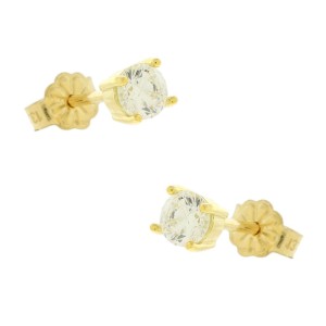 Χρυσά σκουλαρίκια Κ14 καρφωτά με ζιργκόν