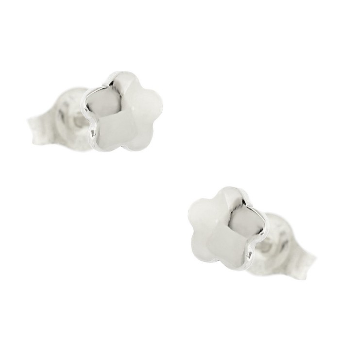 14K white gold flower stud earrings