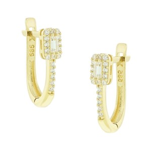 14K gold earrings with zircon stones