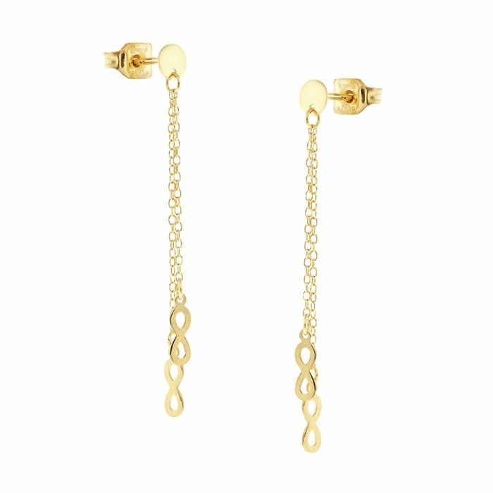 Χρυσά σκουλαρίκια Κ14 κρεμαστά άπειρο