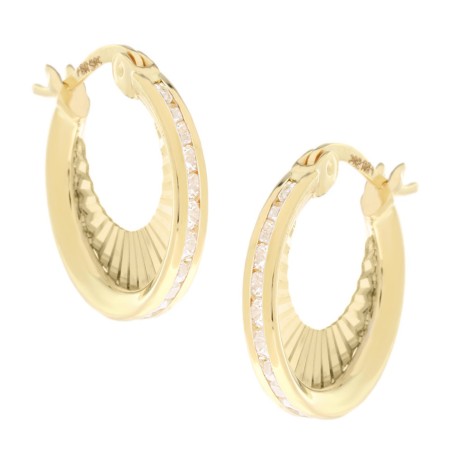 14K gold hoop earrings with zircon stones