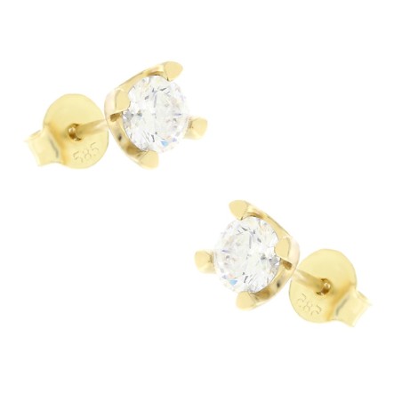 14K gold stud earrings with zircon stone