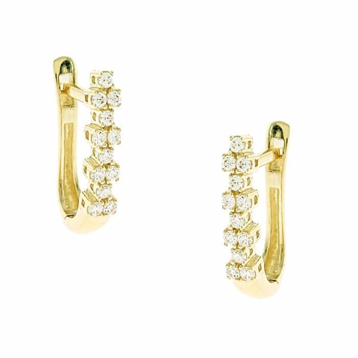 14K gold hinged earrings with zircon stones