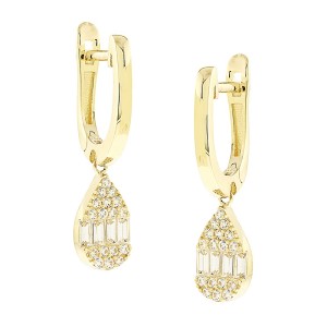 14K gold drop earrings with zircon stones