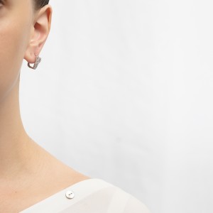 14K white gold hinged earrings with zircon stones