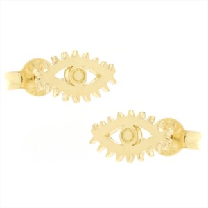 14K gold evil eye stud earrings