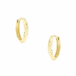 14K gold hoop earrings diamond cut finish