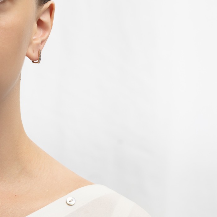 Χρυσά σκουλαρίκια κουμπωτά Κ14 με πέτρες ζιργκόν