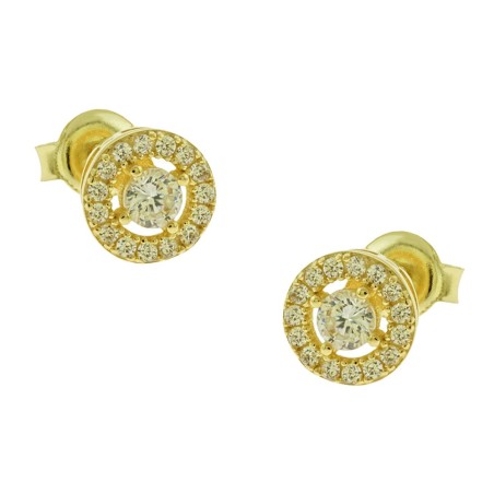14K gold stud earrings with zircon stones