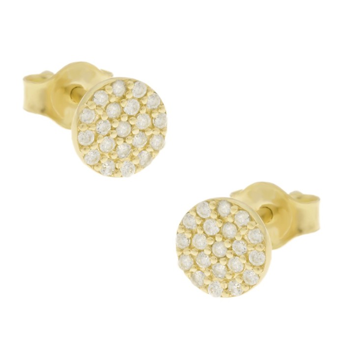 14K gold stud earrings with zircon stones