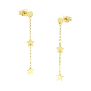14K gold dangling earrings with star elements