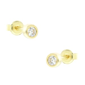 14K gold stud earrings with zircon stone