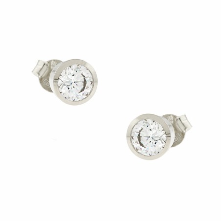 14K white gold stud earrings with zircon stone