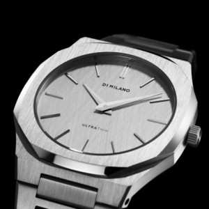D1 Milano ultrathin watch with silver dial and stainless steel bracelet