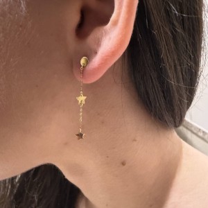 14K gold dangling earrings with star elements
