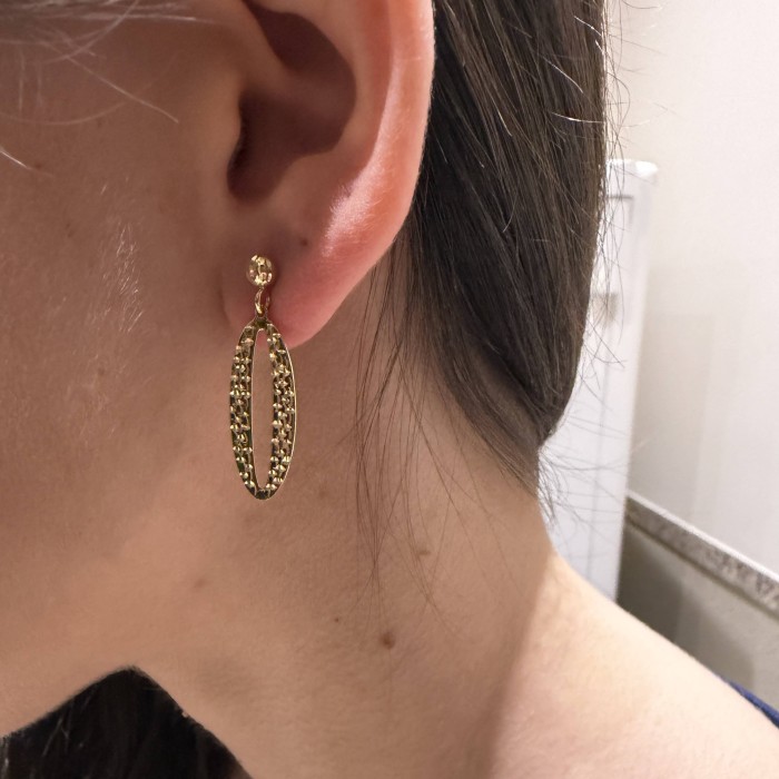 14K gold drop earrings oval design