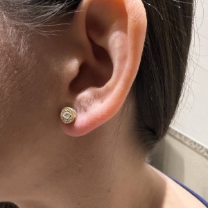 Χρυσά σκουλαρίκια Κ14 με πέτρες ζιργκόν