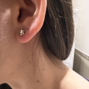 Λευκόχρυσα σκουλαρίκια Κ14 σε σχήμα αστεριού