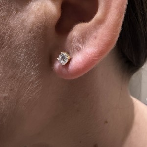 Χρυσά σκουλαρίκια Κ14 καρφωτά με ζιργκόν