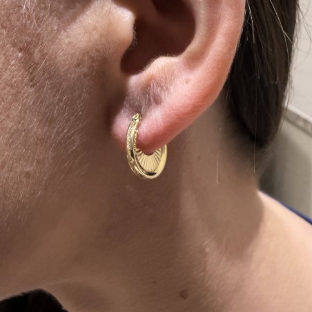 14K gold hoop earrings with zircon stones