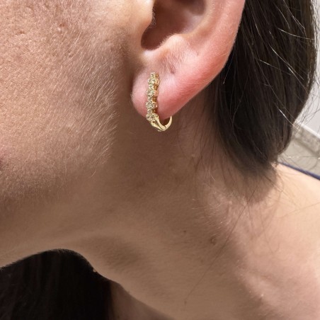 Χρυσά σκουλαρίκια κουμπωτά Κ14 με πέτρες ζιργκόν