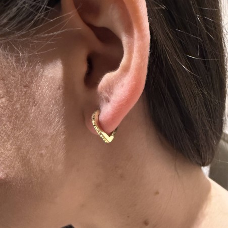 14K gold heart-shaped hinged earrings