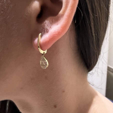 14K gold drop earrings with zircon stones