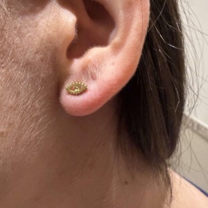 14K gold evil eye stud earrings