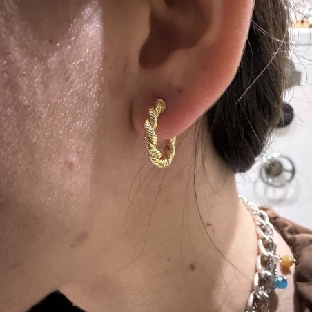 14K gold twisted hoop earrings