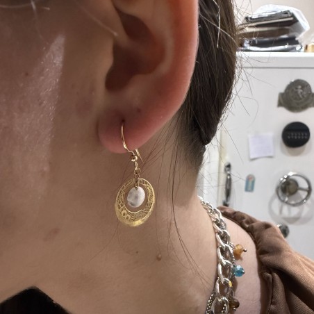 14K two-tone gold drop earrings