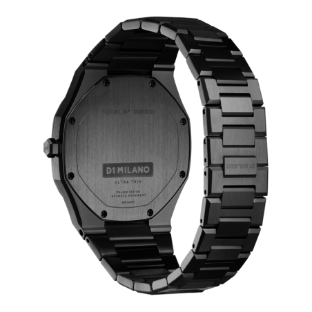 D1 Milano ultrathin watch with black textured dial and stainless steel bracelet