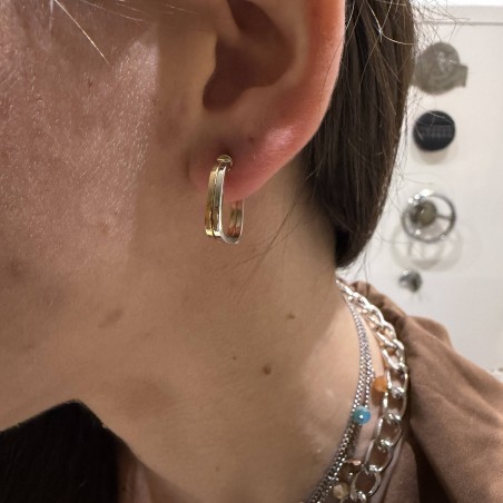 14K two-tone gold hoop earrings