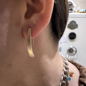 14K two-tone long gold earrings