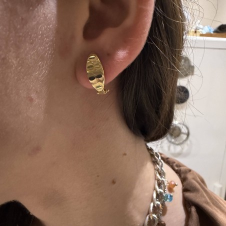 14K gold hammered earrings