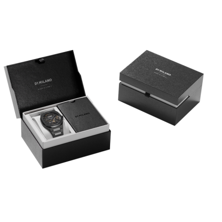 D1 Milano ultrathin watch with black textured dial and stainless steel bracelet