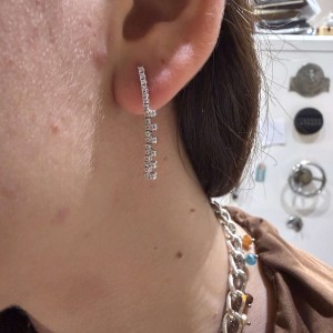14K white gold drop earrings with zircon stones