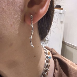 14K white gold drop earrings with zircon stones