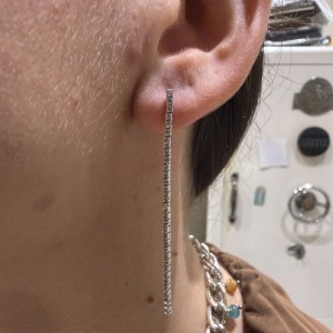 Λευκόχρυσα σκουλαρίκια μακριά Κ14 με πέτρες ζιργκόν