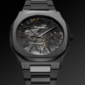 D1 Milano ultrathin watch with black textured dial and stainless steel bracelet