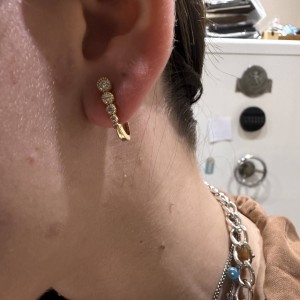 14K gold small hoop earrings with zircon stones