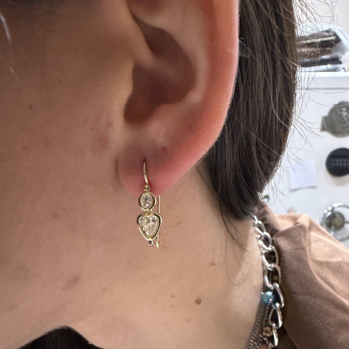 14K gold drop earrings with zircon stones