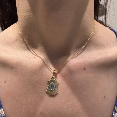 14K two-tone Virgin Mary pendant