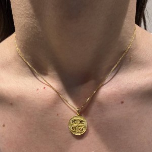 14K gold double-sided Byzantine coin pendant