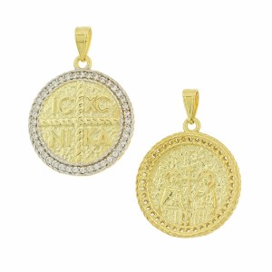 Χρυσό κωνσταντινάτο διπλής όψης Κ14 με ζιργκόν