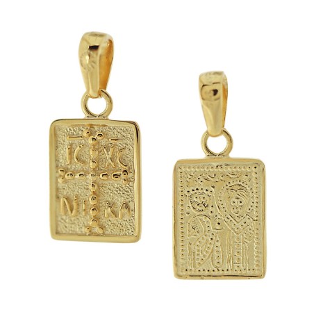 14K gold double-sided Byzantine coin pendant