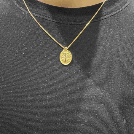 14K two-tone double-sided Christ figure pendant