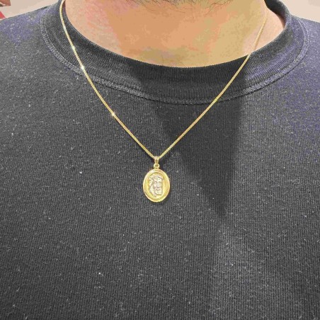 14K two-tone double-sided Christ figure pendant