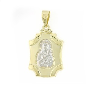 14K two-tone Virgin Mary pendant