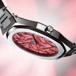 D1 Milano ultrathin watch with red textured dial and stainless steel bracelet