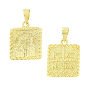 14K gold double-sided Byzantine coin pendant